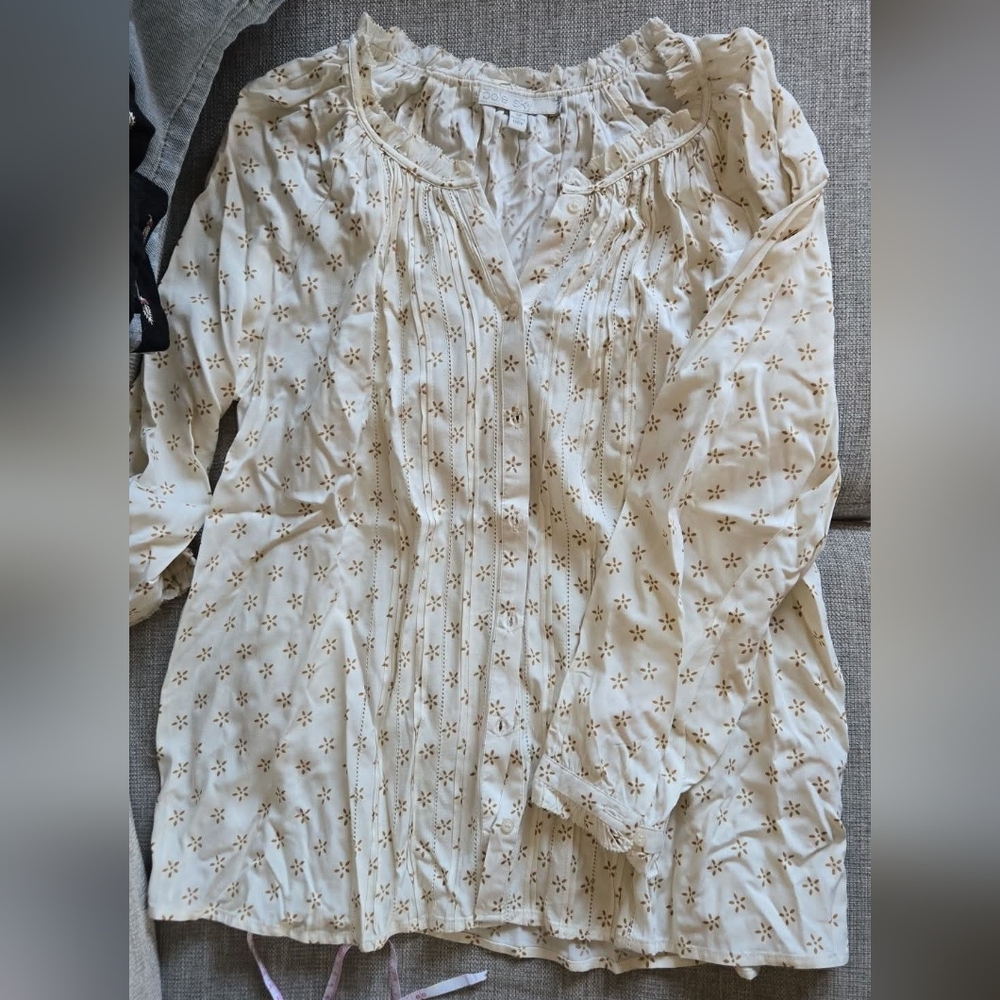 Cream Ruffle Neck Blouse